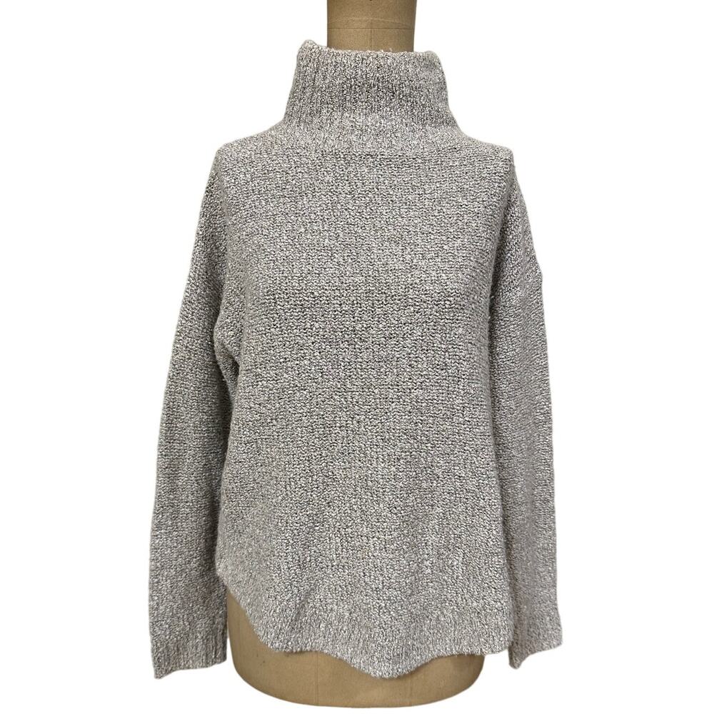 One Grey Day Turtleneck Textured Wool Blend Boucle Gray Revolve size Small
